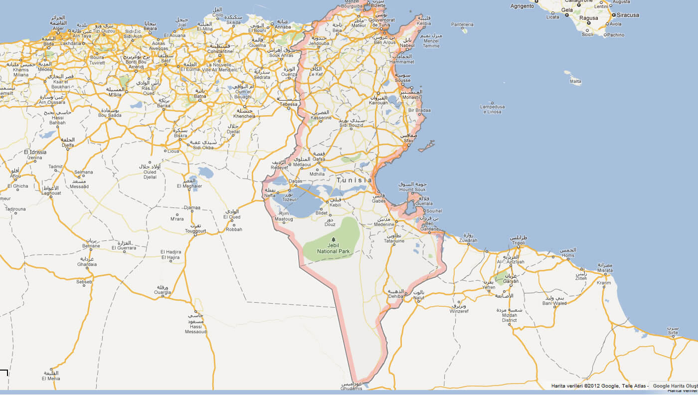 map of tunisia